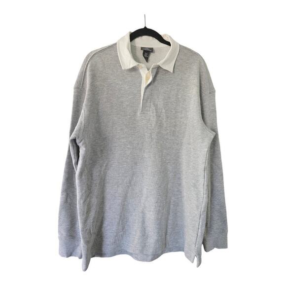 H&M Mens Sweat Shirt Sz Medium Pop Over Gray Collared Long Sleeves Gorpcore - Picture 1 of 10